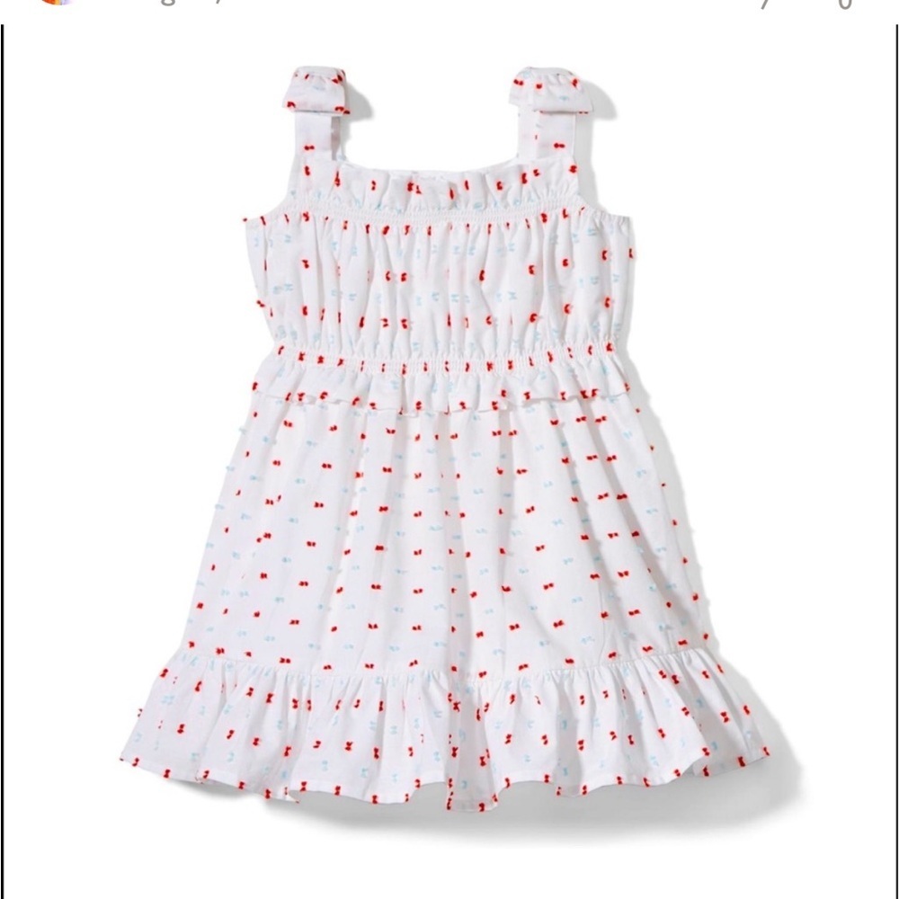 Janie and Jack White Clip Dot Sundress Tank cotton Ruffle Dress